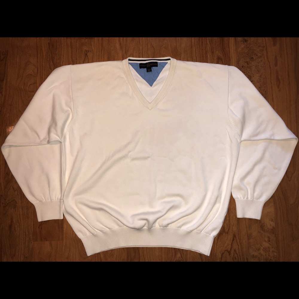 VTG Tommy Hilfiger Golf V-Neck White Sweater
